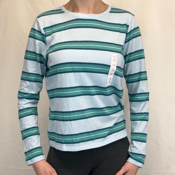 SO Womens Striped Long Sleeve T Tee Shirt XL Extra Large Blue Teal White NWT NEW - Picture 1 of 12